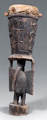 Appraisal: Poro Secret Society African drum carved and ebonized with stylized