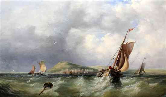 Appraisal: th C English School oil on canvas Fishing boats off