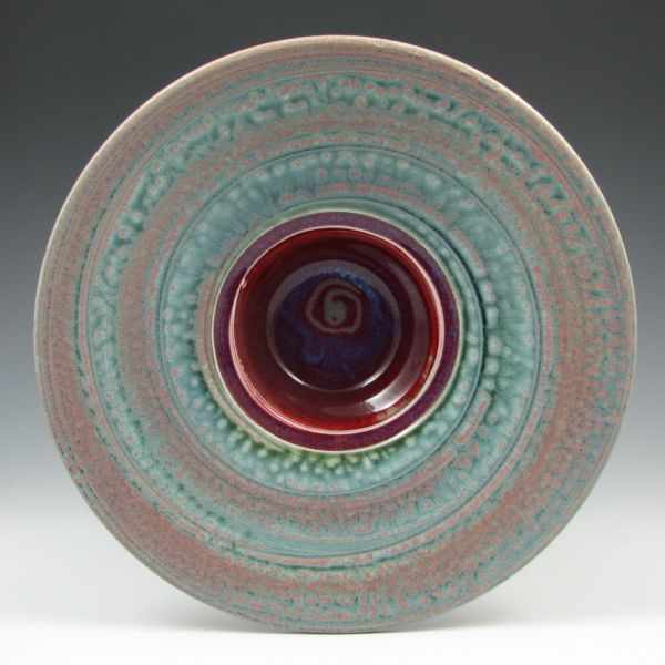 Appraisal: Larry Spears pedestal bowl with pastel glaze treatment Signed Spears