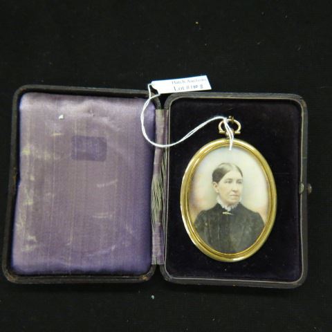 Appraisal: Miniature Painting on Ivory of a Lady gold-filled locket style