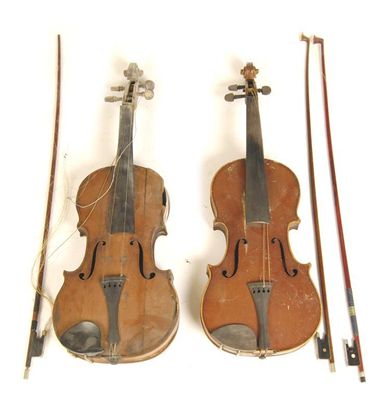 Appraisal: Two violins one distressed and inscribed 'D Nicolas' with two