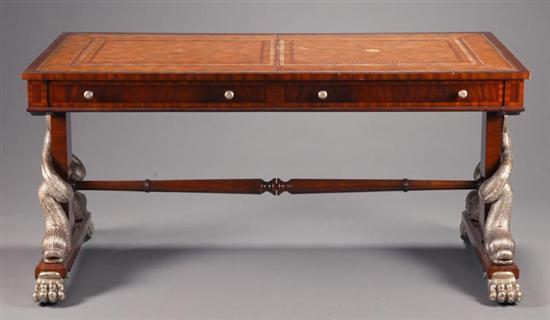 Appraisal: CLASSICAL-STYLE TABLE OR DESK Maitland-Smith American - mahogany Large leather