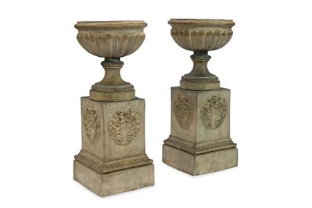 Appraisal: A pair of th century Garnkirk terracotta garden urns the