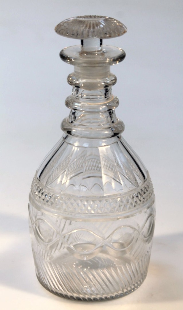 Appraisal: A Georgian mallet shaped decanter with triple ring neck and