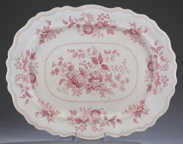 Appraisal: English Transferware First Garden Platter Fruit and vegetable pattern decorated