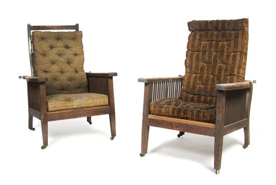 Appraisal: A Pair of American Arts and Crafts Oak Morris Chairs