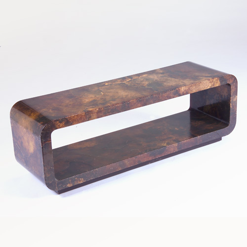 Appraisal: KARL SPRINGER Coffee table with lacquered and dyed parchment finish