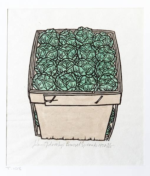 Appraisal: Private Collection Brussels Sprouts Green Apples Blackberries Woodcuts in colors