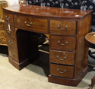 Appraisal: George III mahogany writing desk late th century with bow-front