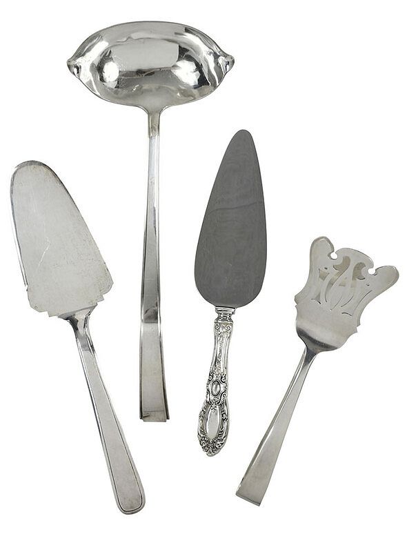 Appraisal: Four Pieces Assorted Silver Flatware th century including sterling toast