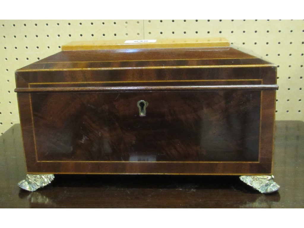 Appraisal: Mahogany inlaid tea caddy