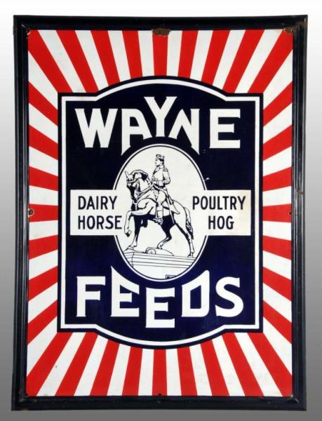 Appraisal: Heavy Porcelain Wayne Feeds Sign Description Circa s Strong colors