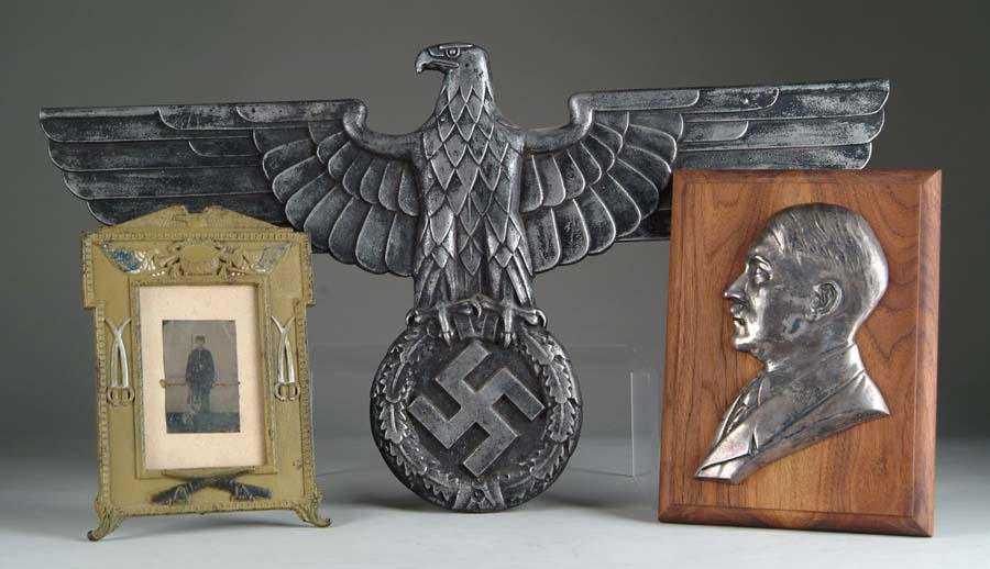 Appraisal: MISCELLANEOUS NAZI AMERICAN ITEMS - x walnut plaque with a