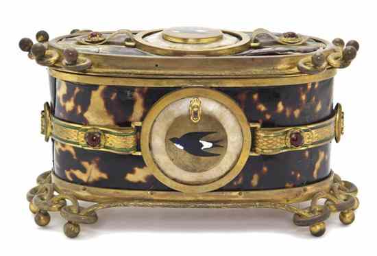 Appraisal: A Continental Gilt Metal Enameled and Tortoise Shell Veneered Table