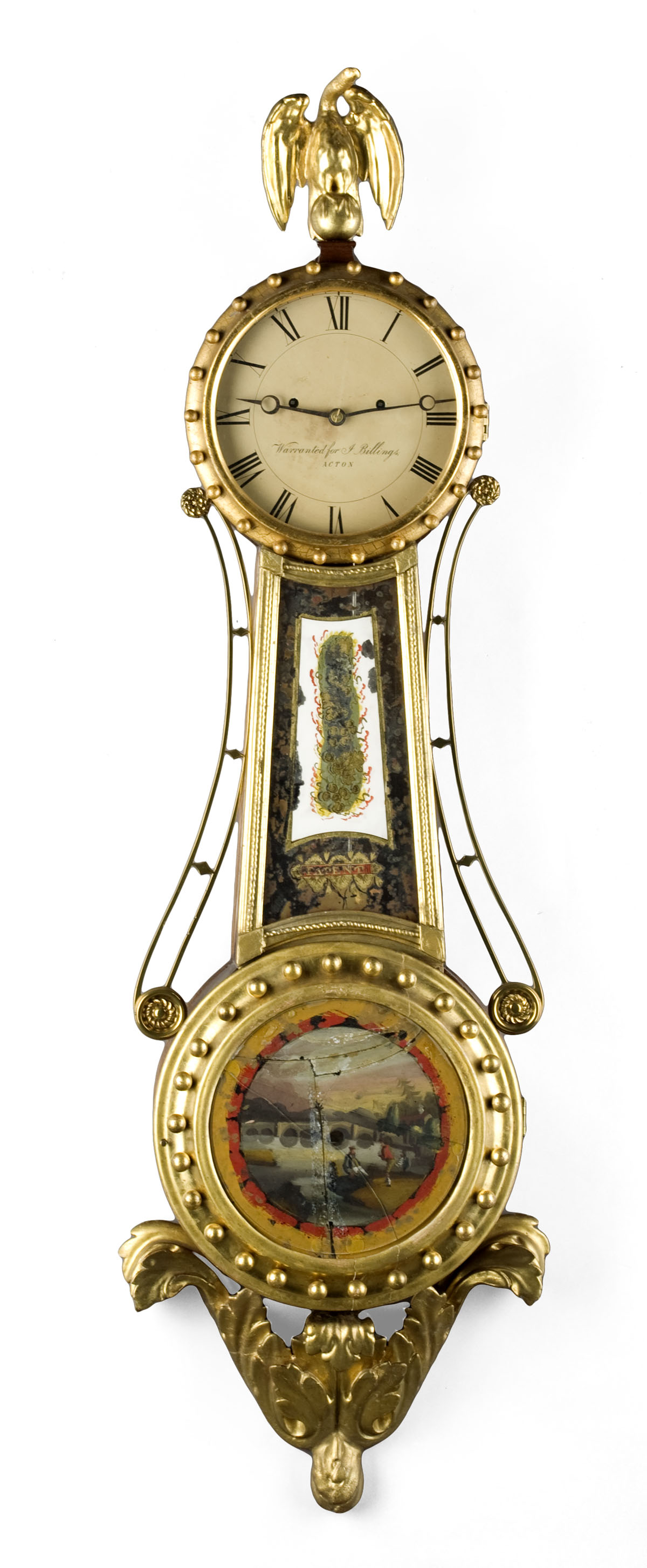 Appraisal: FEDERAL GILT GESSO AND MAHOGANY GIRANDOLE BANJO CLOCK JONATHAN BILLINGS