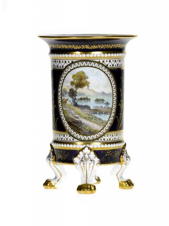 Appraisal: A ROYAL CROWN DERBY VASE of cylindrical shape with flared