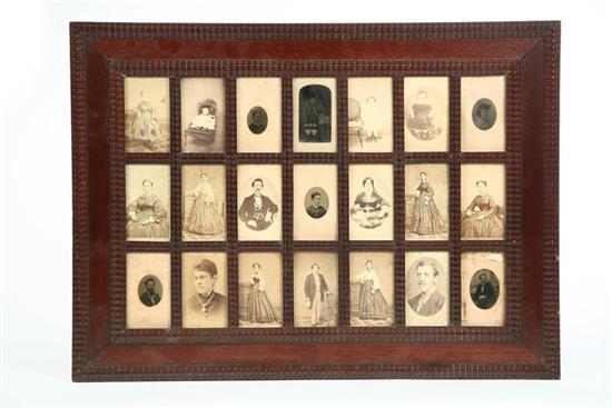 Appraisal: VICTORIAN FRAME Walnut having a carved border and twenty one