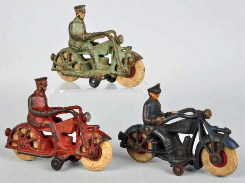 Appraisal: Lot of Cast Iron Motorcycle Toys American Includes one Champion