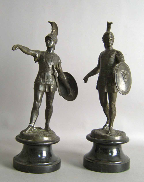 Appraisal: Pair of white metal statues of Roman soldiers h