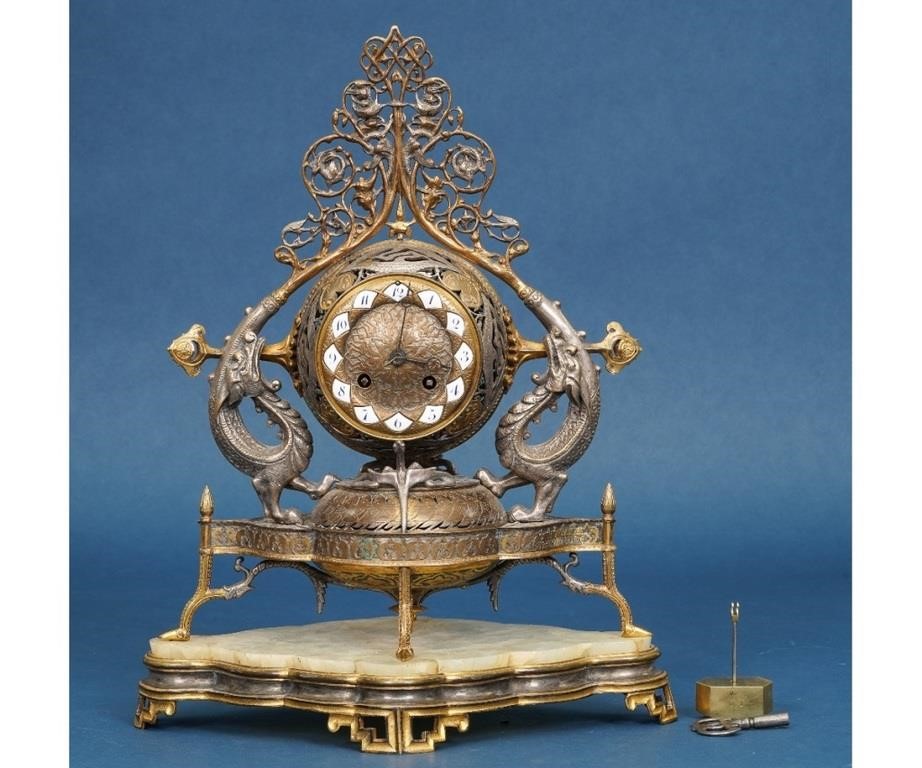 Appraisal: Gauffroy Dechaume Napoleon III marble silvered and gilt bronze clock