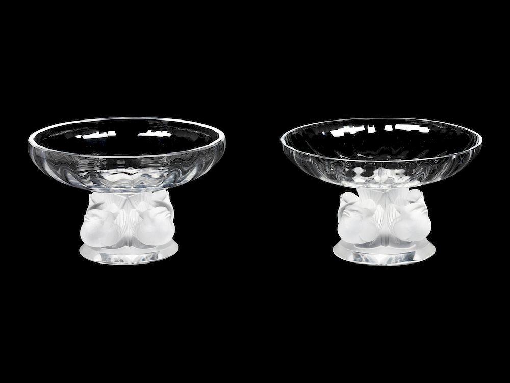 Appraisal: Two Lalique Molded and Frosted Compotes Height inches Two Lalique