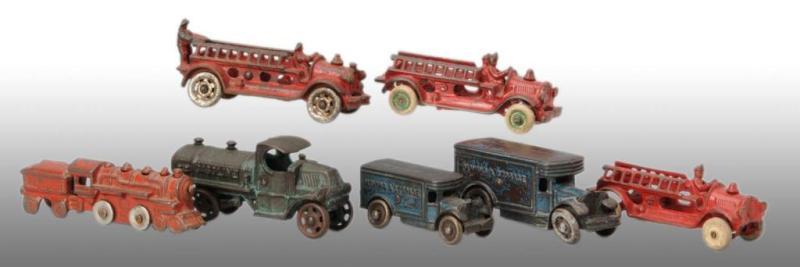 Appraisal: Lot of Cast Iron Vehicle Toys Description American Various makers