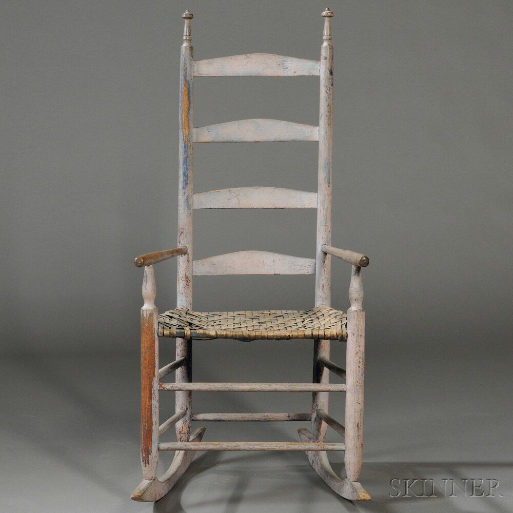 Appraisal: Painted Armed Rocking Chair northern New England th century the