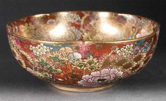 Appraisal: Japanese floral decorated Satsuma earthenware bowl late th century extensive