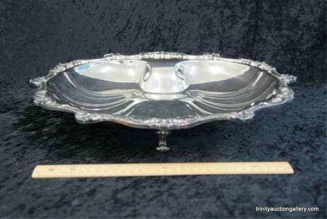 Appraisal: Poole Silverplate Old English Footed Shell BowlIs electric plate on