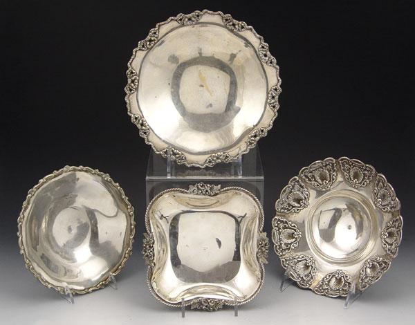 Appraisal: COLLECTION OF FOOTED SILVER TRAYS To include Sterling candy or