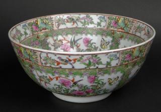 Appraisal: Chinese Porcelain Rose Medallion Punch Bowl Chinese Porcelain Rose Medallion