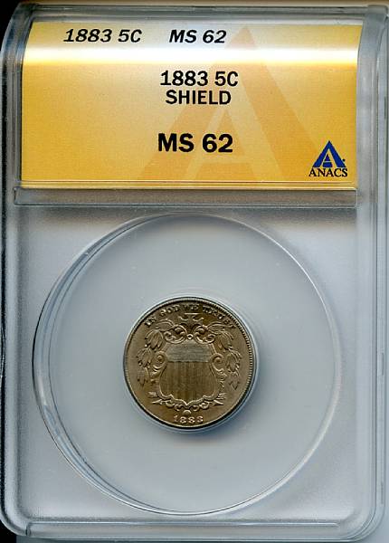 Appraisal: Shield C MS ANACS Well defined with some rather deep