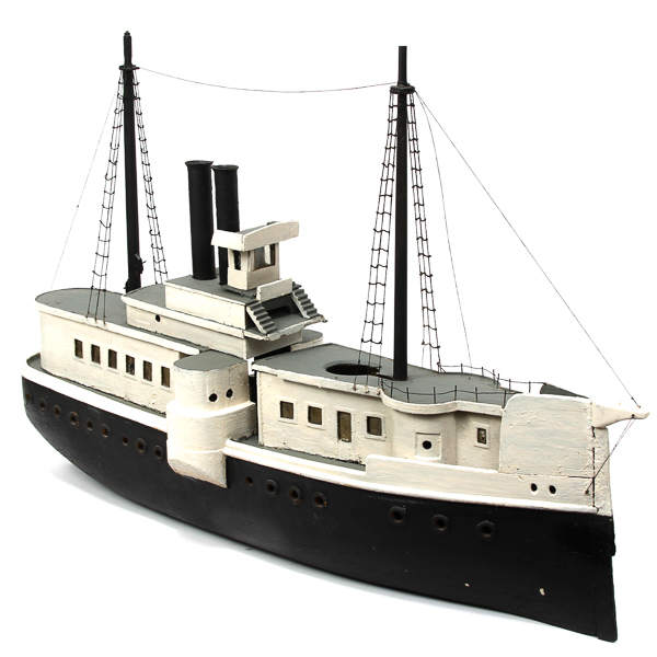 Appraisal: Large painted wooden model of a steam engine passenger boat