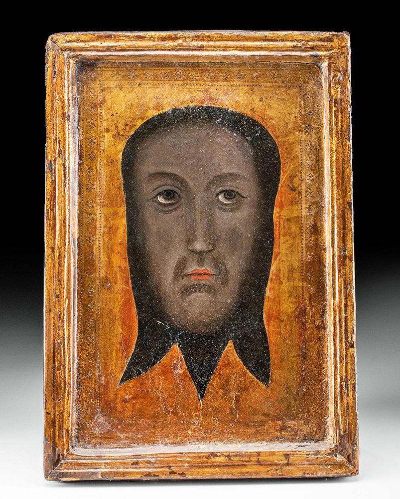 Appraisal: th C Russian Icon w Gold Leaf - The Holy