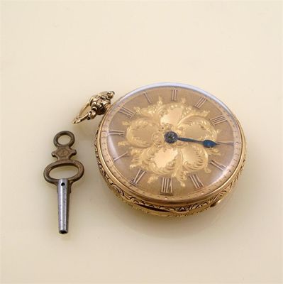 Appraisal: A th century ct gold open face pocket watch the