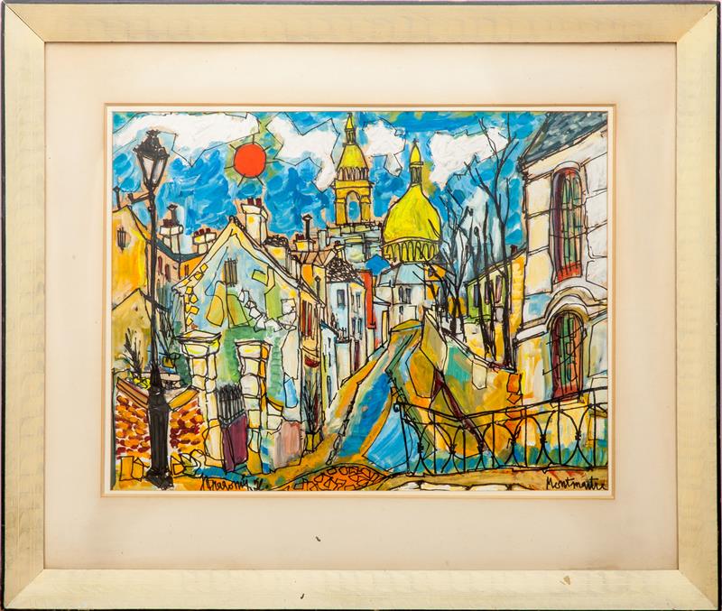 Appraisal: Jean-Claude Dragomire - Montmartre Ink and gouache on paper signed