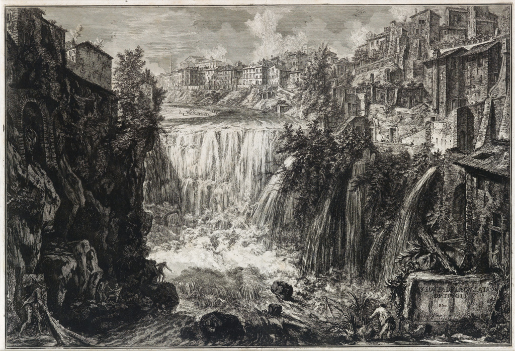 Appraisal: GIOVANNI B PIRANESI Veduta della Cascata di Tivoli Etching x