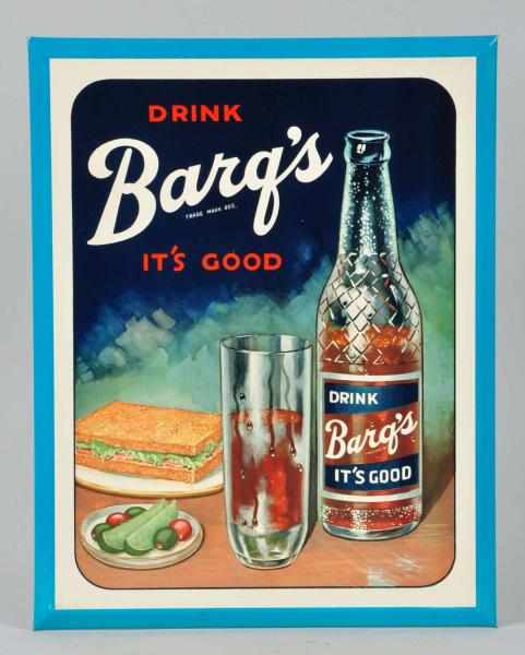 Appraisal: Tin over Cardboard Barq's Beverage Sign Description Easel back is