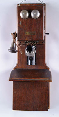 Appraisal: LARGE OAK WALL TELEPHONE By V North Electric Co Cleveland