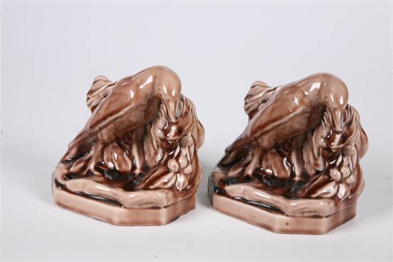 Appraisal: PAIR OF ROOKWOOD ROOK BOOKENDS In light brown glaze h