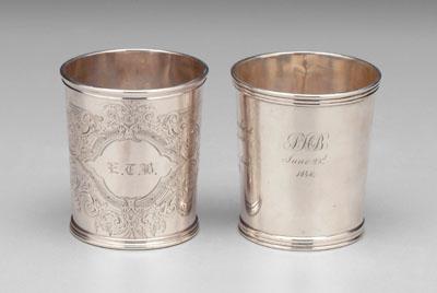 Appraisal: Two coin silver julep cups one with engraved decoration marks