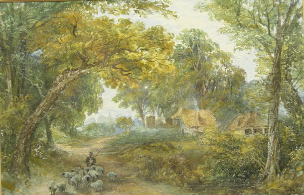 Appraisal: Two watercolours of cattle and sheep in countryside settings -