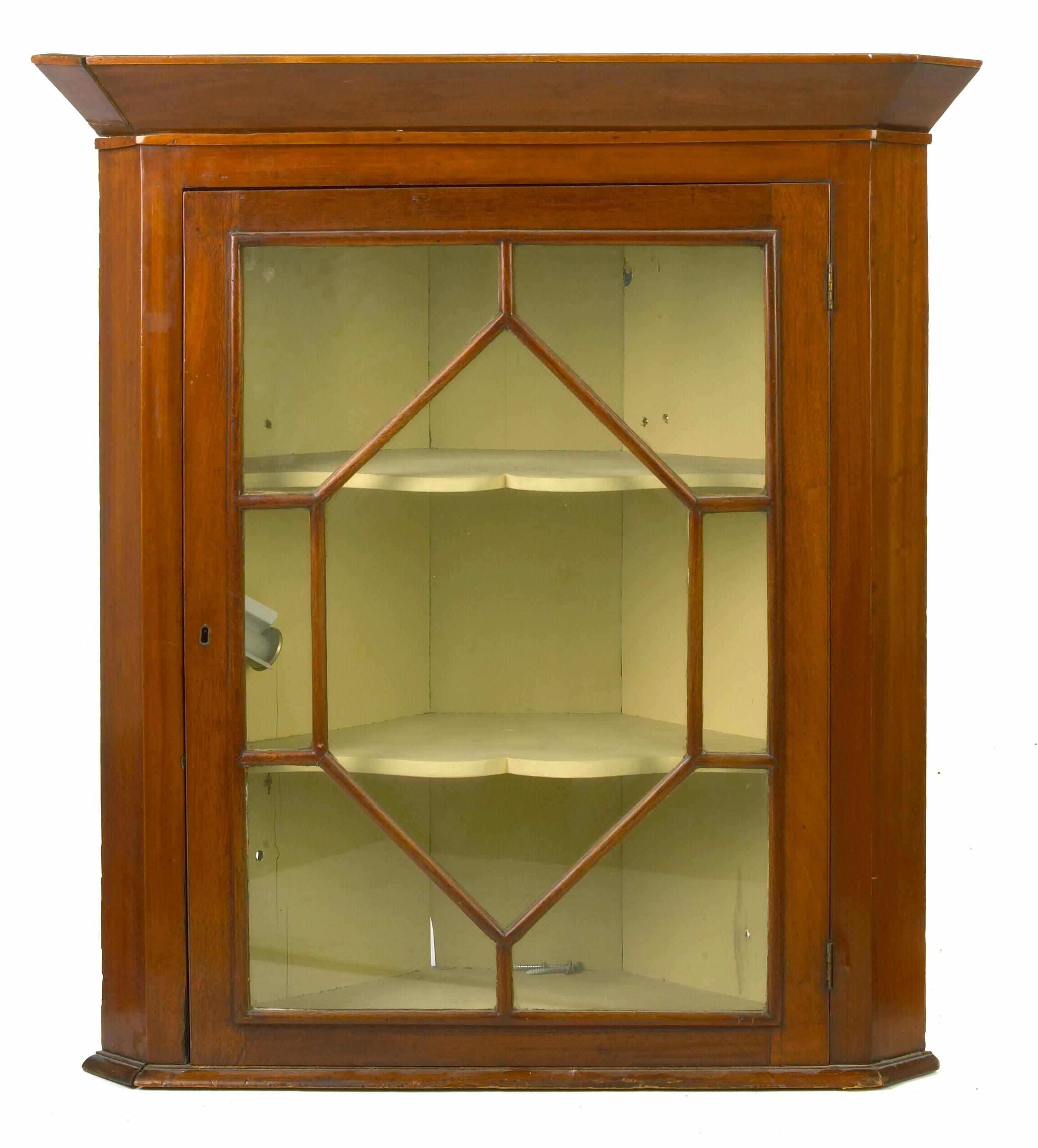 Appraisal: A George III mahogany hanging corner cabinet circa height in