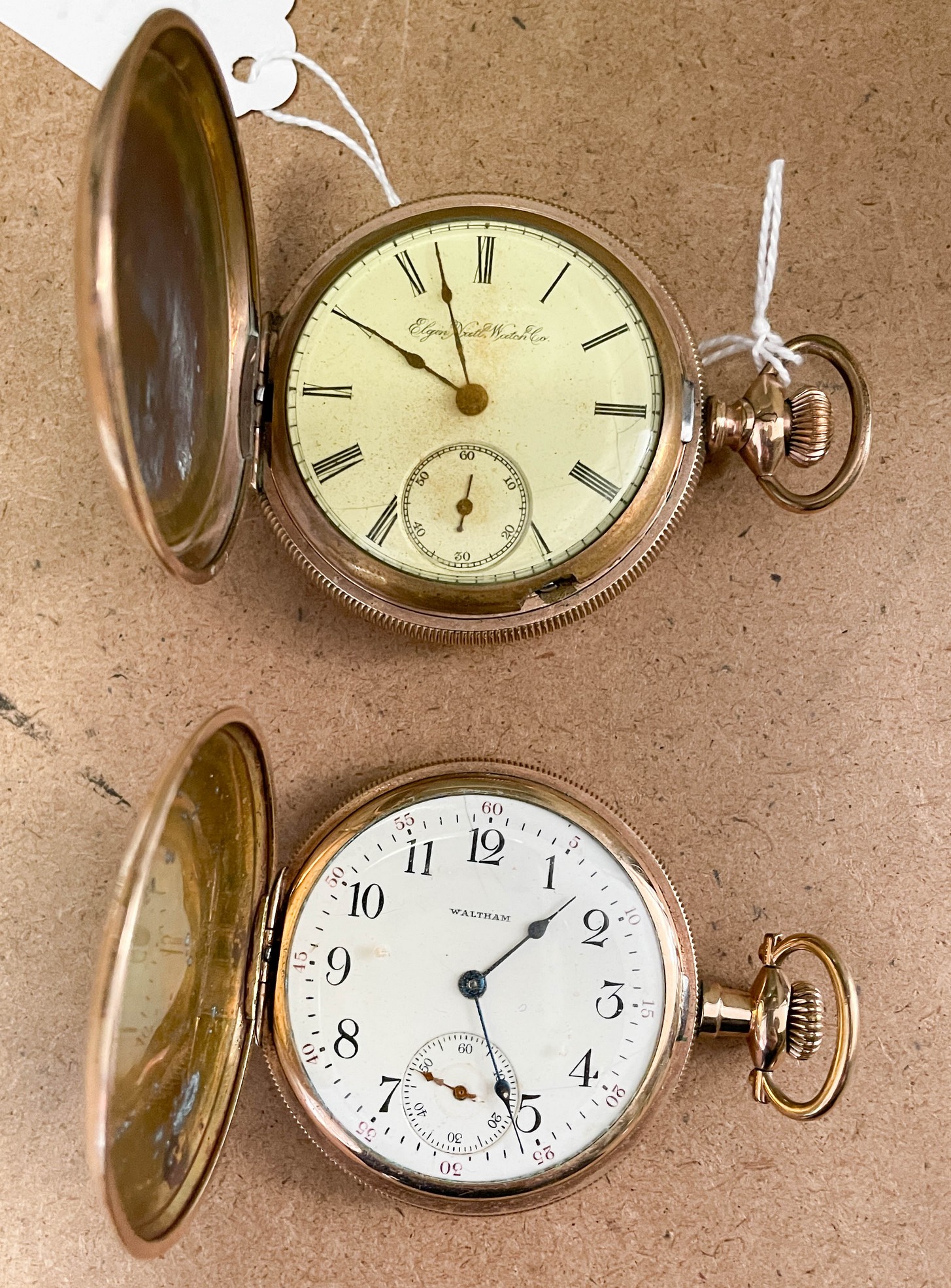 Appraisal: YGF HC pocket watches American Waltham OF S hairlines in