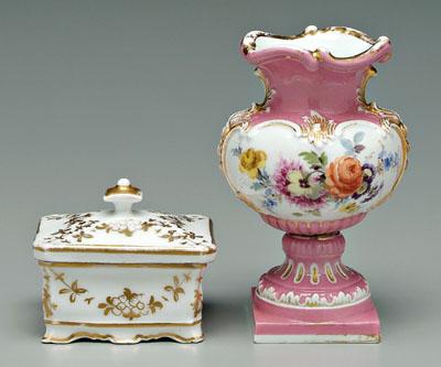 Appraisal: Meissen vase two hand painted floral reserves on pink ground