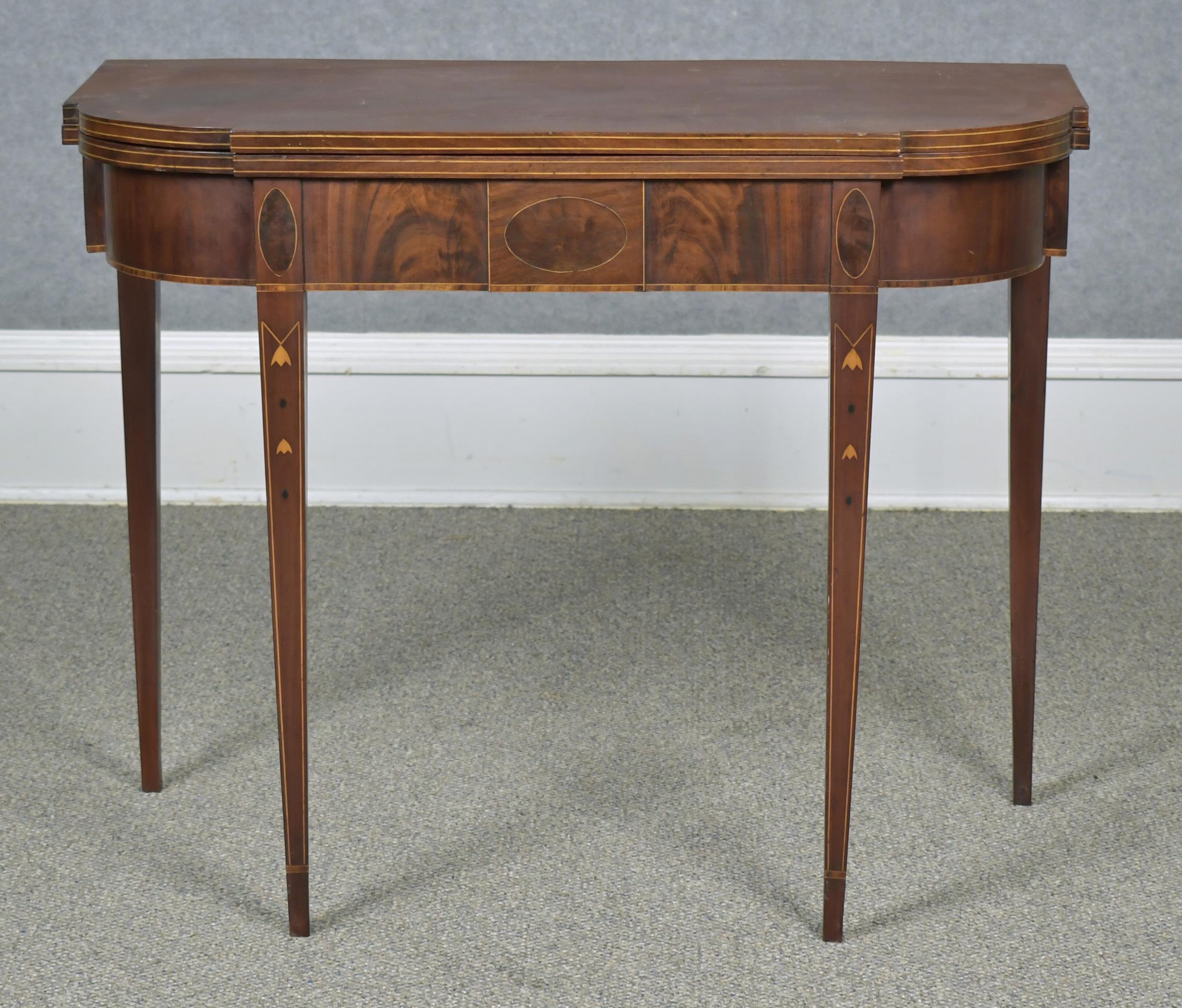 Appraisal: TH C HEPPLEWHITE MAHOGANY CARD TABLE Ca in rich mahogany