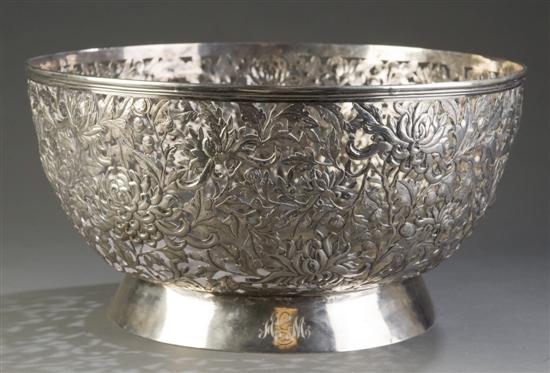 Appraisal: Continental silver pierced centerpiece bowl Late th century Heavily pierced