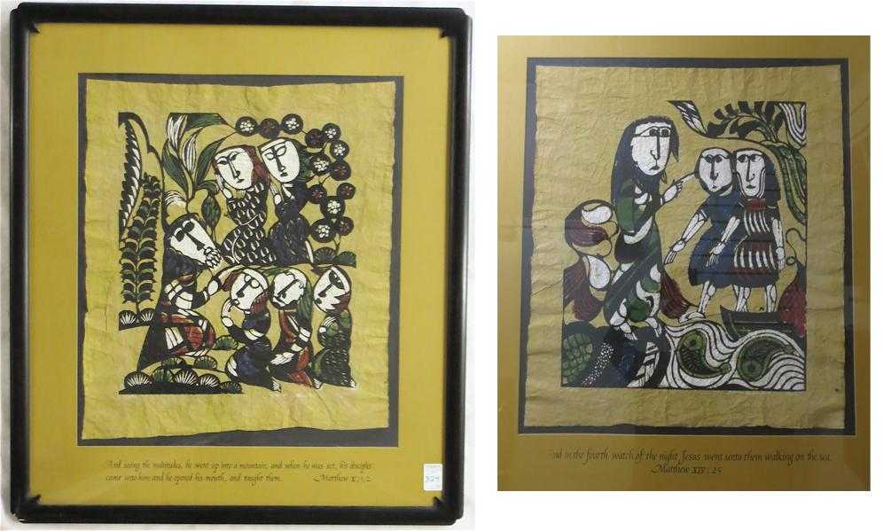 Appraisal: SADAO WATANABE TWO SERIGRAPHS Japan - Jesus walking on the