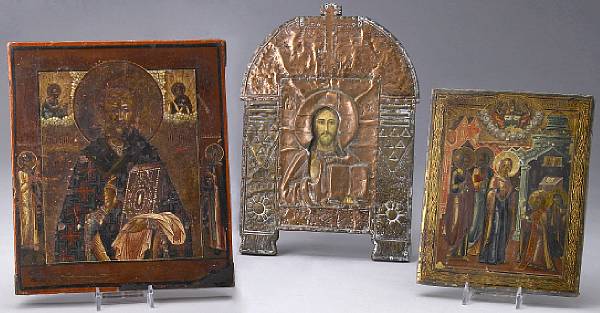 Appraisal: A group of three Russian icons two th th century