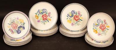 Appraisal: Poole Pottery thirteen floral decorated dinner plates cm diameter and